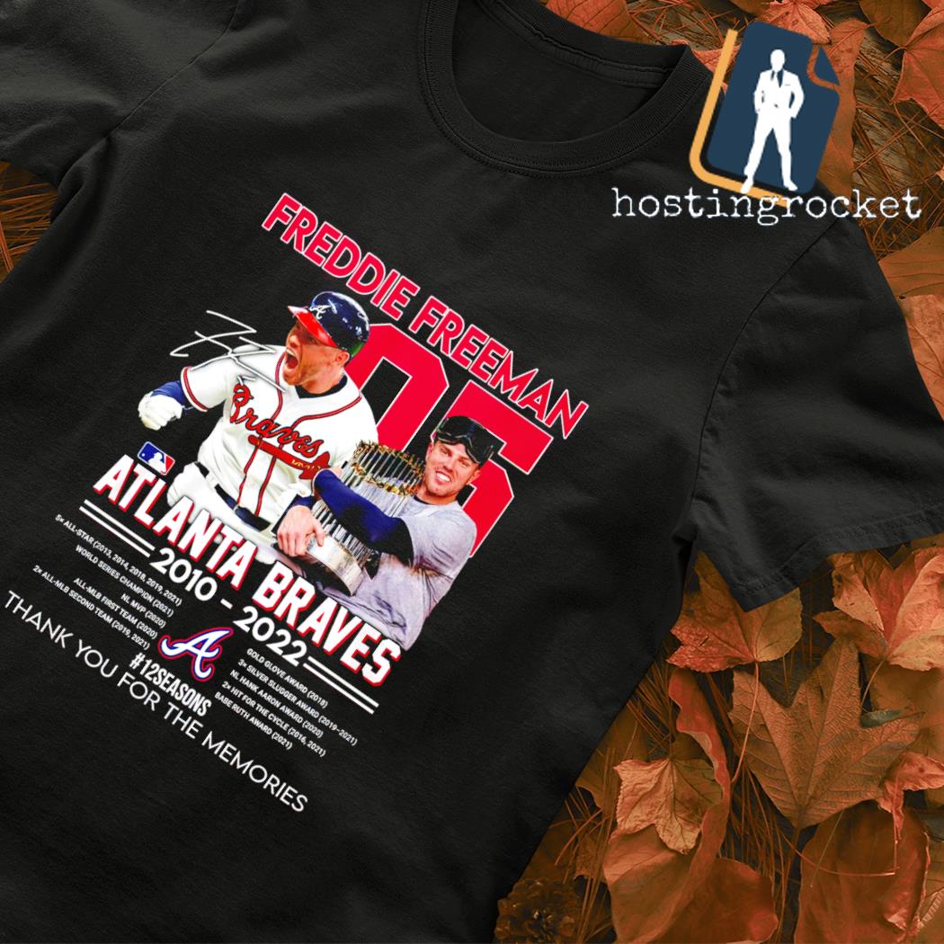 Freddie Freeman 05 Atlanta Braves 2010 2022 #12 Seasons signature shirt,  hoodie, sweater, long sleeve and tank top