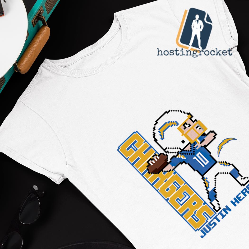 Justin Herbert Los Angeles Chargers Pixel Player 2.0 T-Shirt