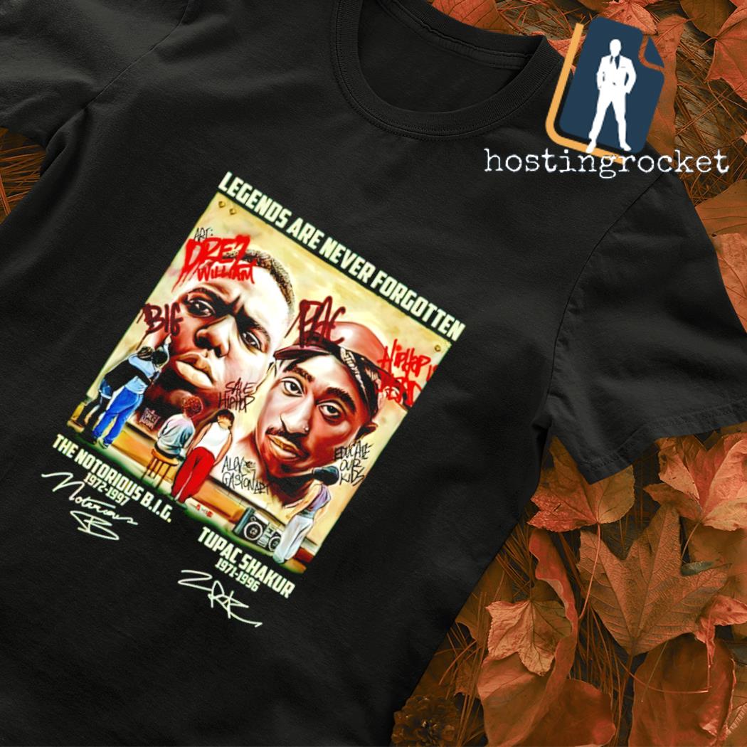 Legend are never forgotten Notorious B.I.G 1972 – 1997 and Tupac Shakur 1971 – 1996 signature shirt