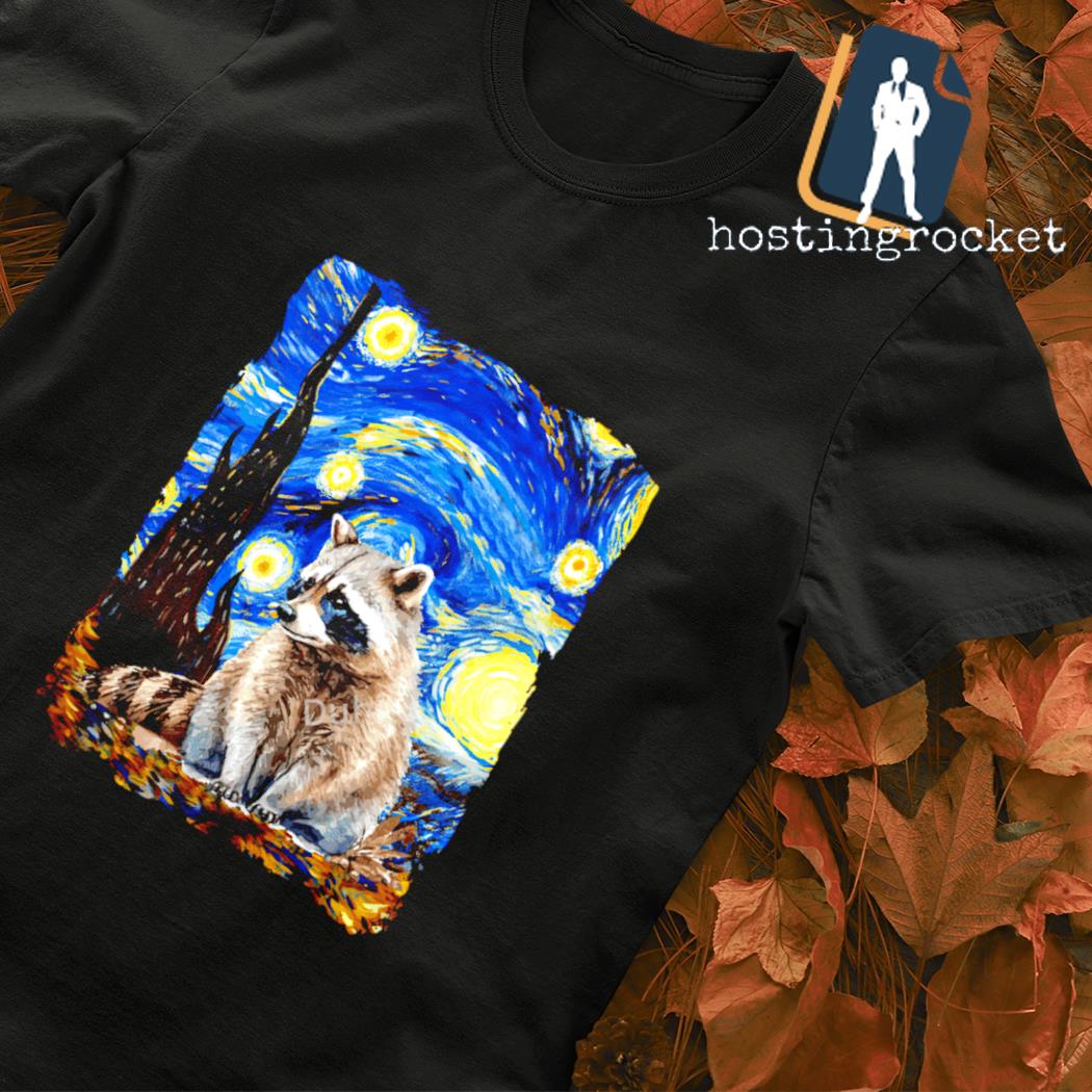 Starry night raccoon art shirt