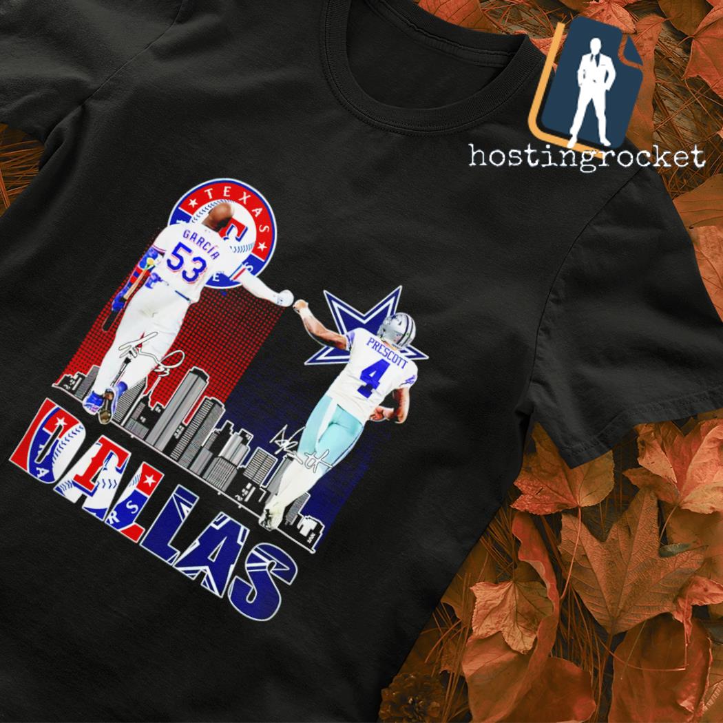 Original Texas Rangers Adolis García And Dallas Cowboys Dak Prescott Dallas  City Signatures Shirt, hoodie, sweater, long sleeve and tank top