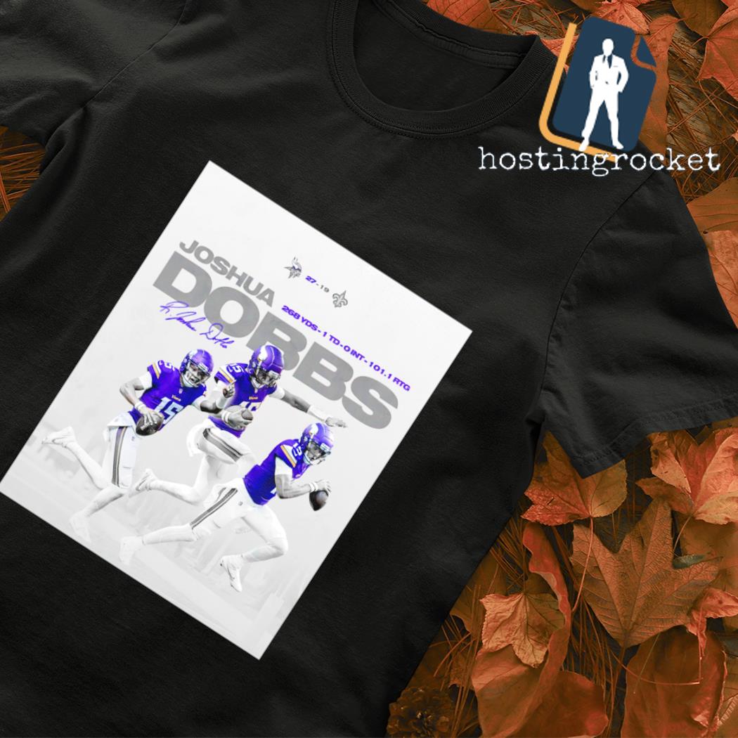 Joshua Dobbs running Minnesota Vikings football signature poster shirt